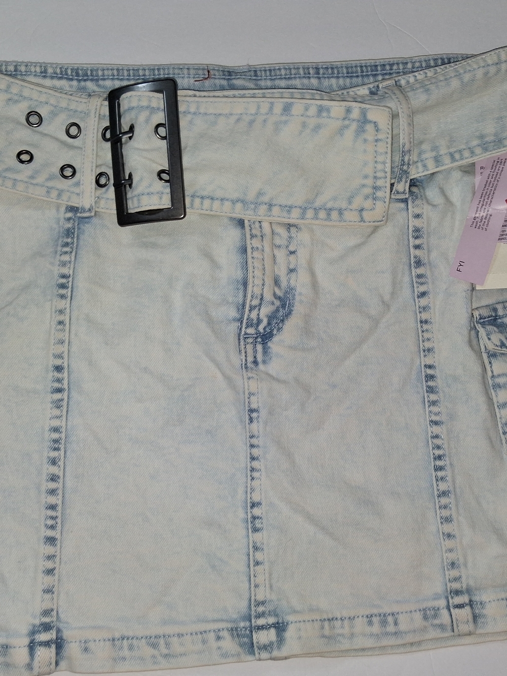 Wild Fable Pale Blue Denim Mini Skirt with Buckle Belt